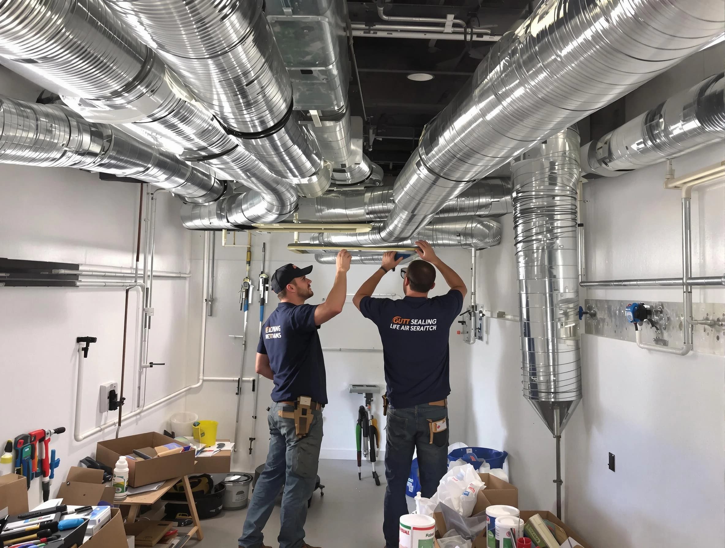 Chickasha Air Duct Cleaning technician applying professional duct sealing solutions in Chickasha