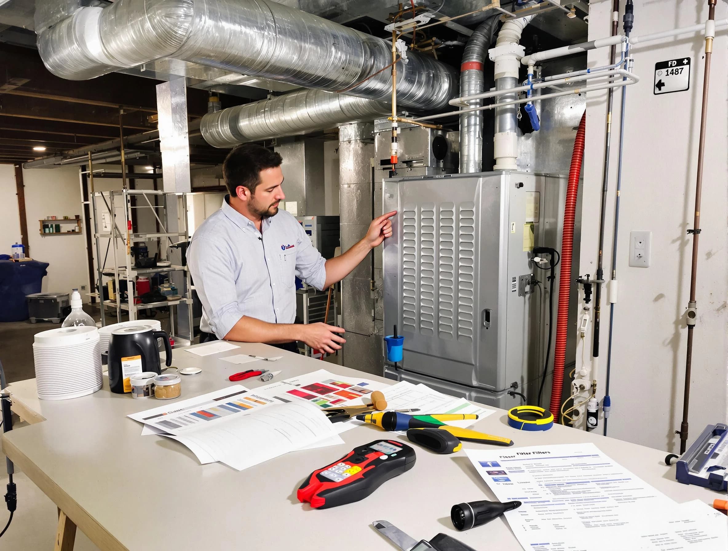 Chickasha Air Duct Cleaning inspector conducting detailed filter system evaluation using professional diagnostic tools in Chickasha