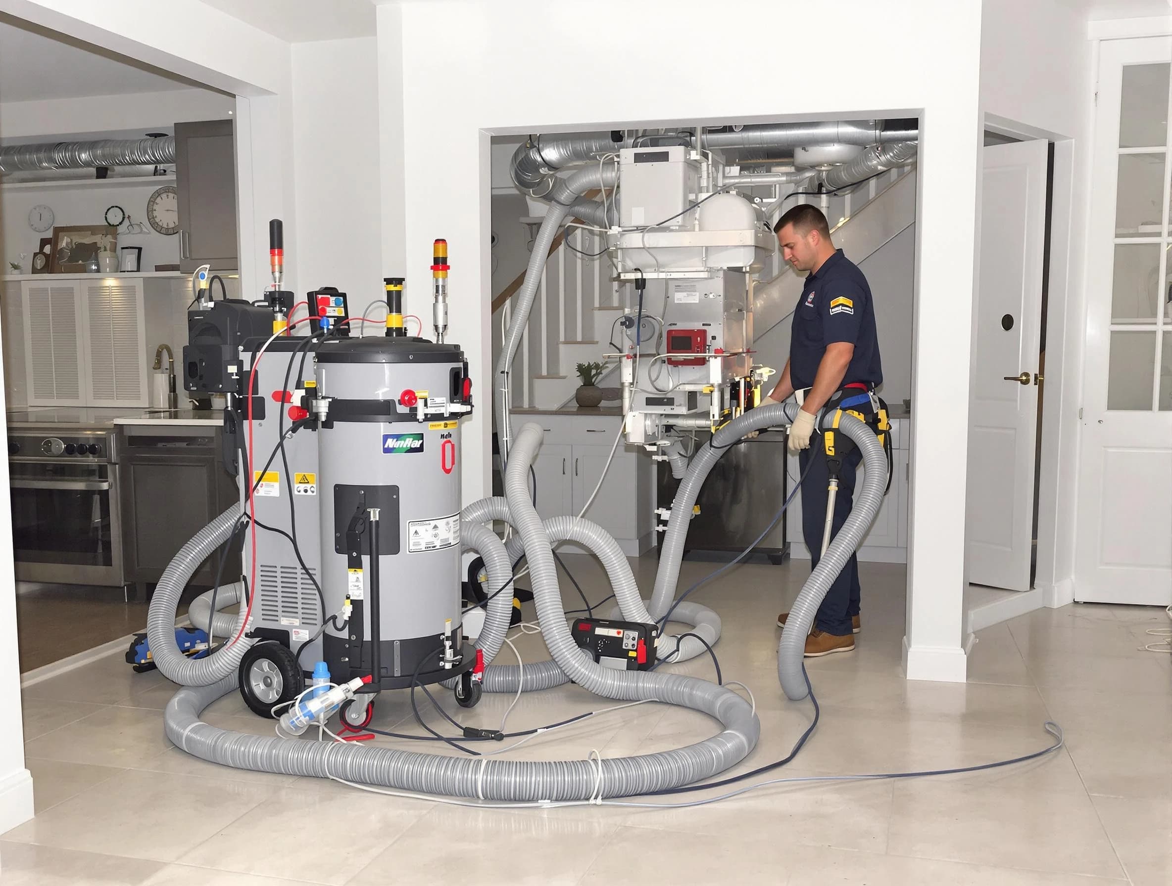Chickasha Air Duct Cleaning technician operating negative pressure cleaning equipment for thorough duct maintenance in Chickasha