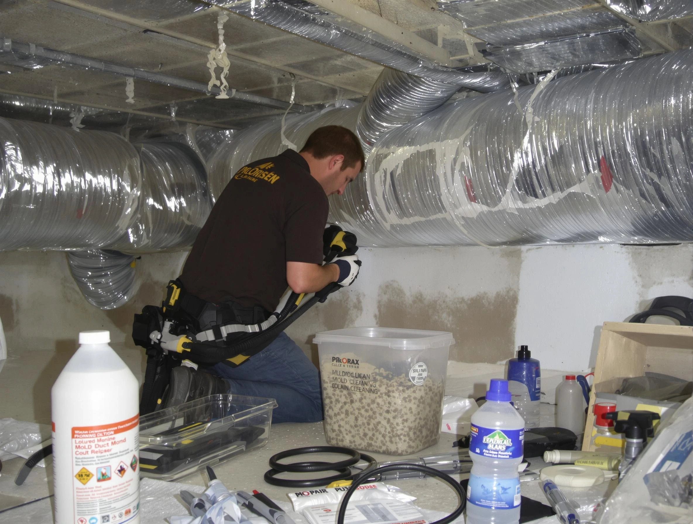 Chickasha Air Duct Cleaning specialist performing professional mold removal from air ducts in Chickasha