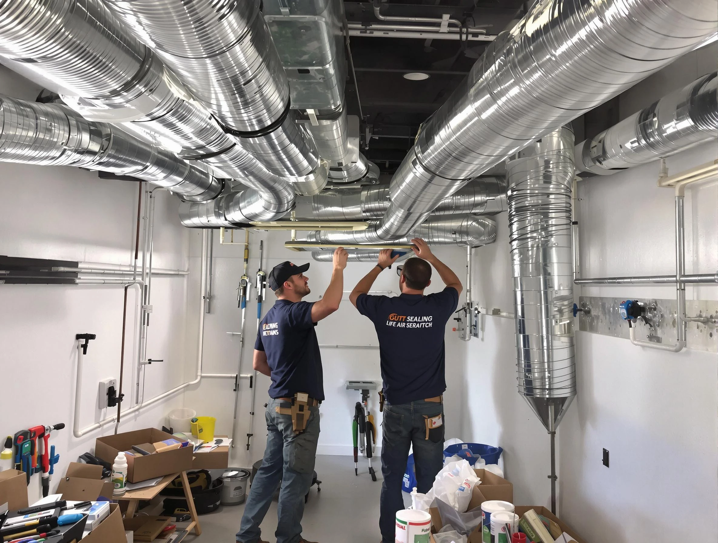 Chickasha Air Duct Cleaning technician applying professional duct sealing solutions in Chickasha